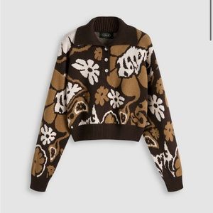 NWOT Cider Sweater Large Brown Floral